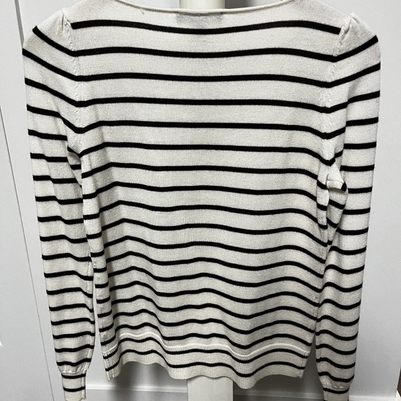 Ann Taylor | Women's AT Weekend Striped Crew Neck Knit Pullover - Picture 2 of 7